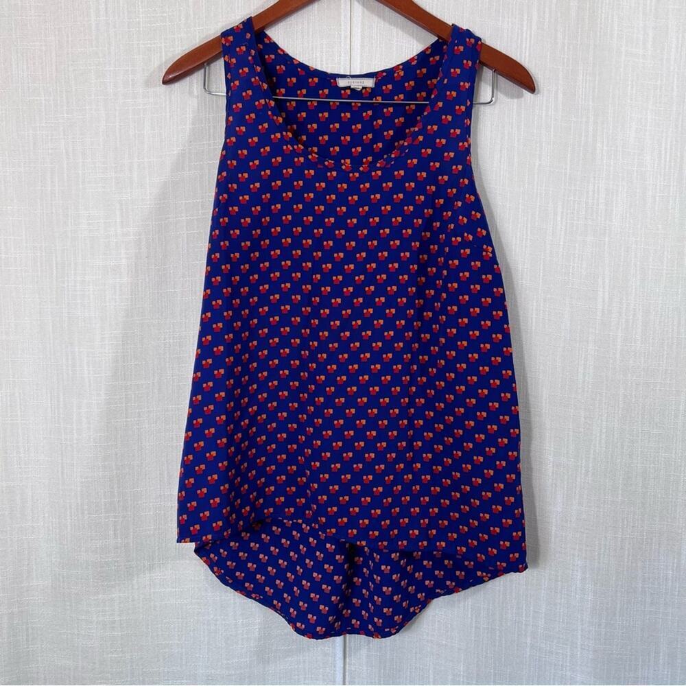 Anthropologie Pleione Geometric Abstract High Low Tank Blouse Top Size S